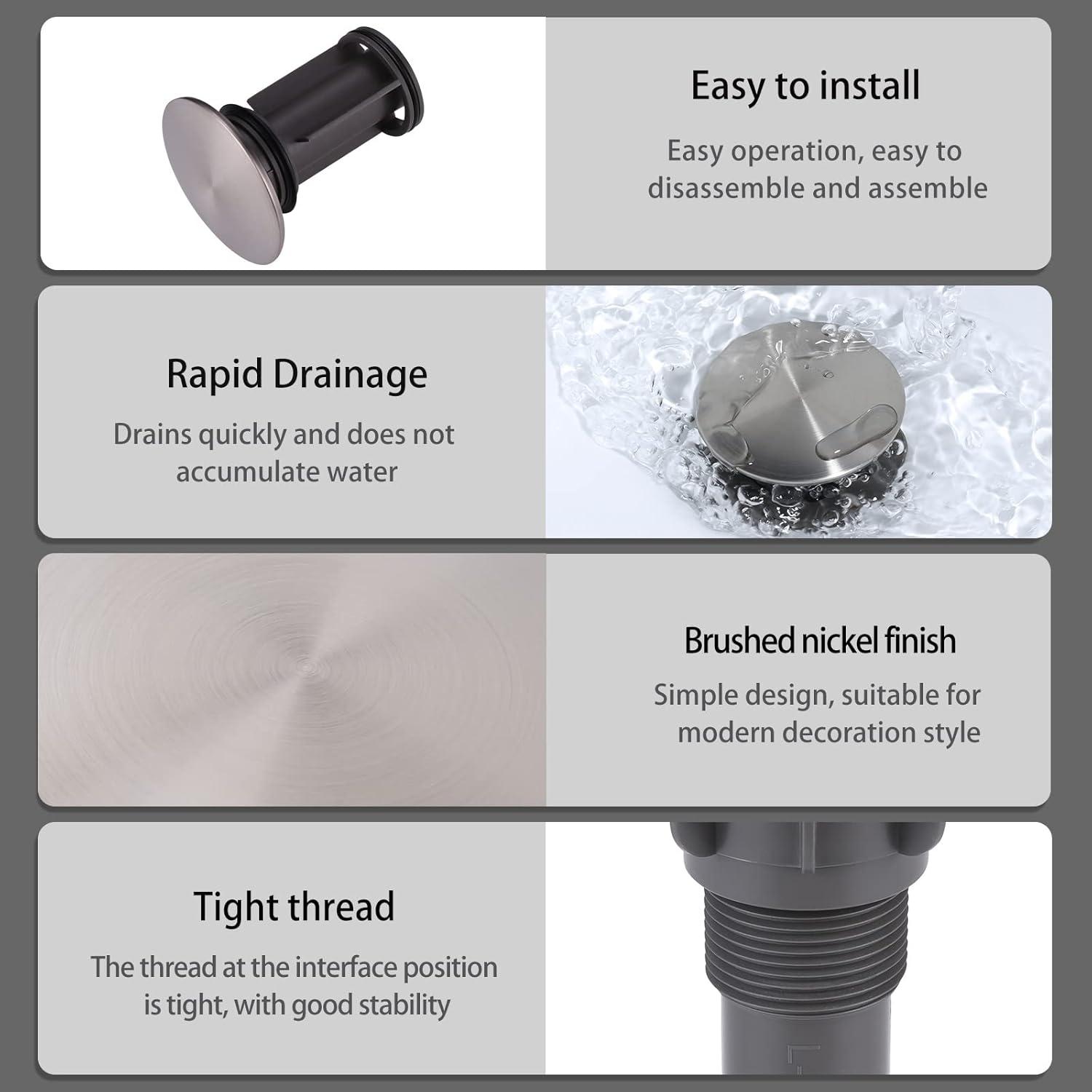 Pop-Up Bathroom Sink Drain with Overflow( 2Pack)