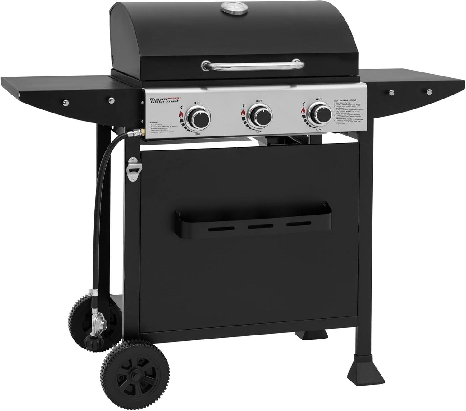 Royal Gourmet 3-Burner BBQ Liquid Propane Gas Grill, Black