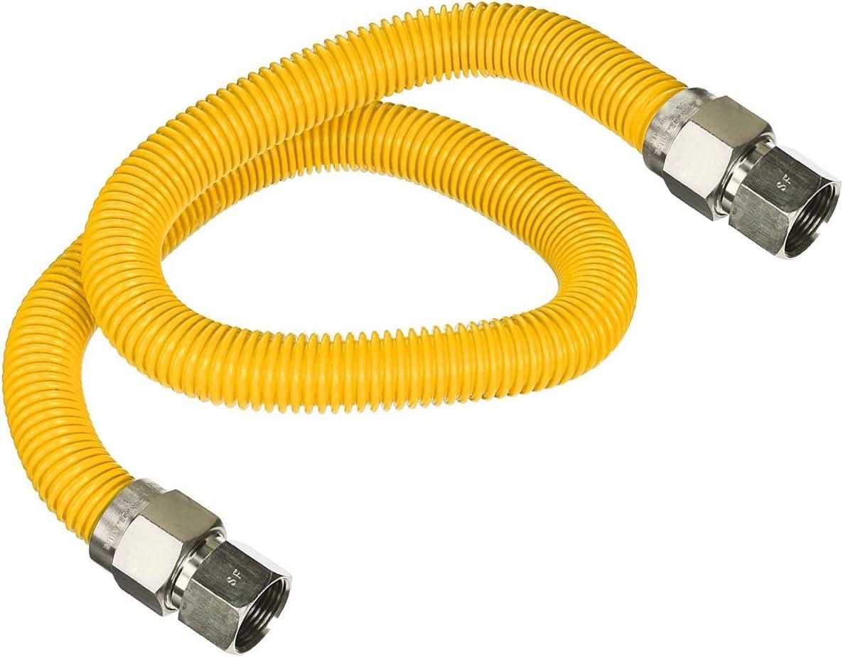 60 Inch Yellow Coated Stainless Steel Flexible Gas Hose Connector