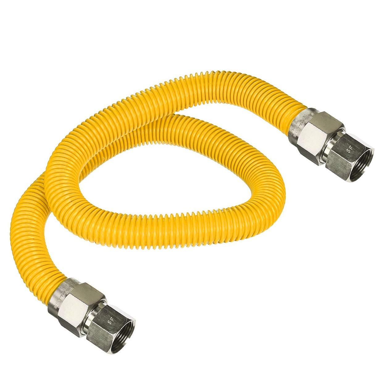 60 Inch Yellow Coated Stainless Steel Flexible Gas Hose Connector