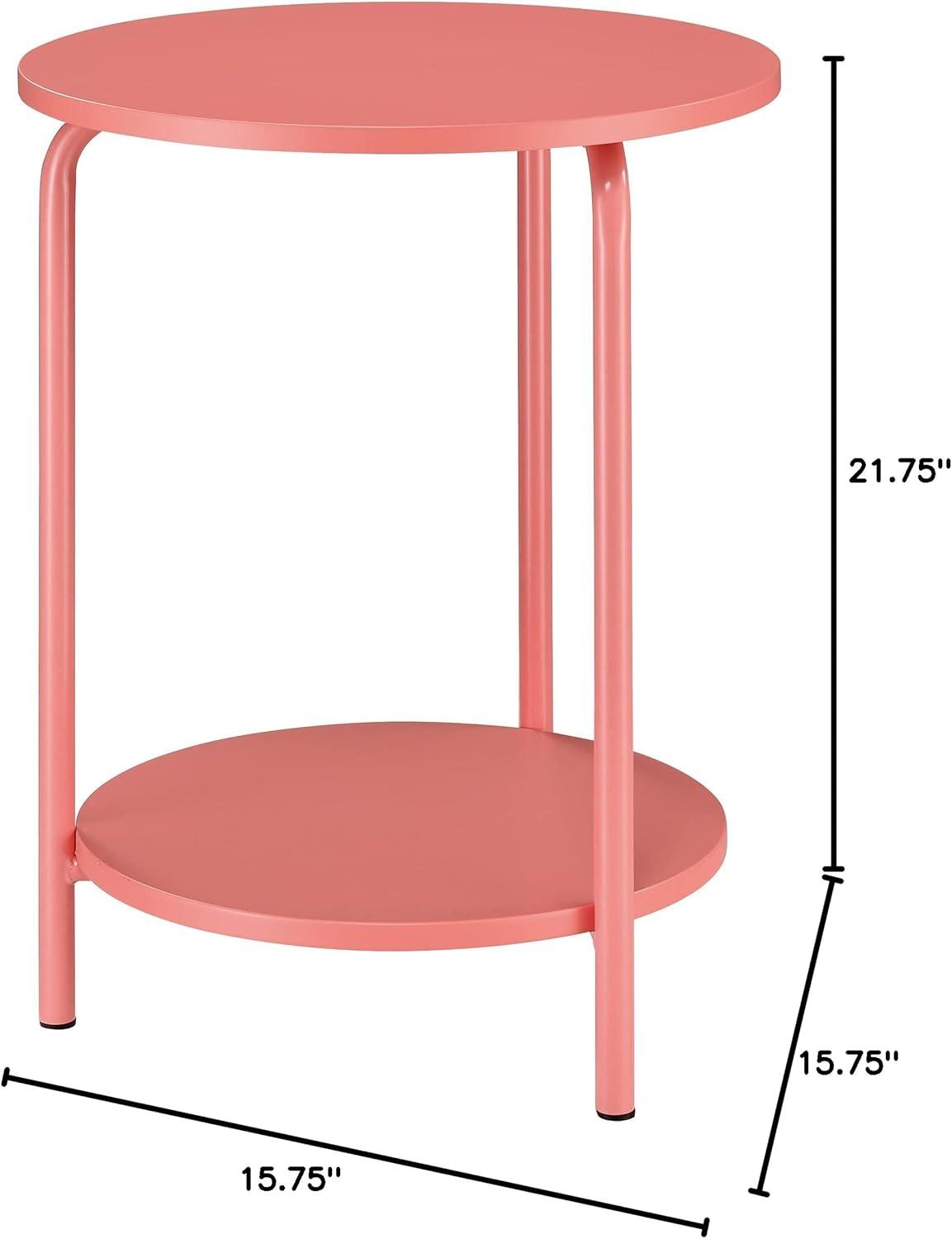 OSP Home Furnishings Elgin Metal Accent Table in Coral Pink