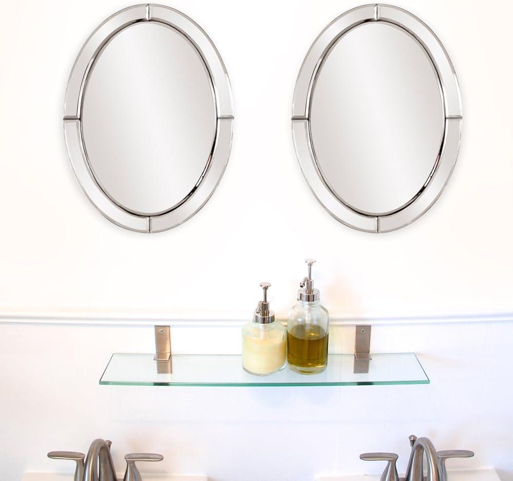 Howard Elliott 16"x12" Beveled Oval Mirrored Frame Opal Accent Wall Mirror