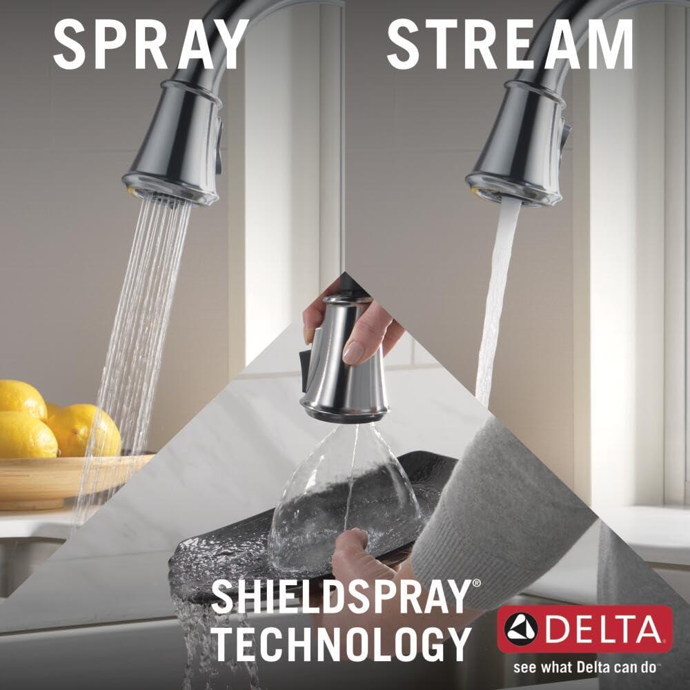 Delta Cassidy Pull Down Sprayer Kitchen Sink Faucet, Single Handle Kitchen Faucet 9197-AR-PR-DST