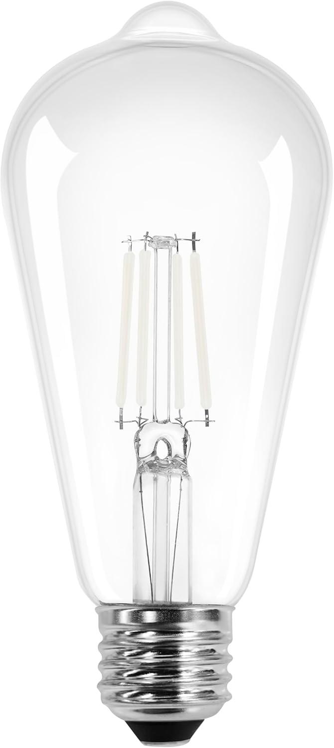 Clear LED White Filament Dimmable Bulb, 60W, Medium Base