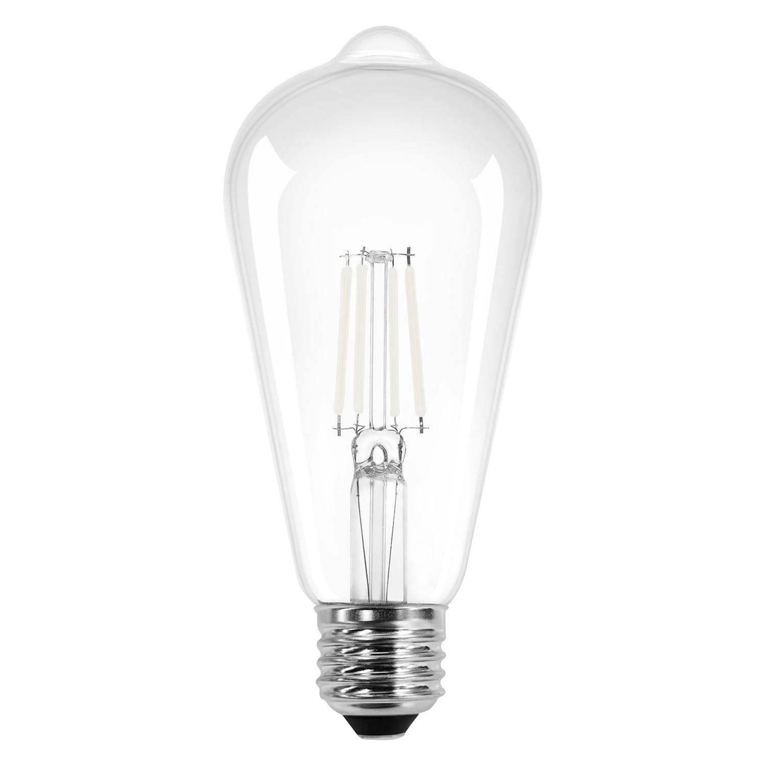 Clear LED White Filament Dimmable Bulb, 60W, Medium Base
