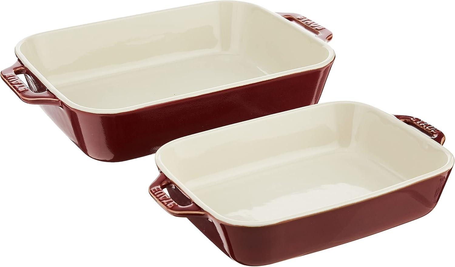 Rustic Red Ceramic 2-Piece Rectangular Baking Dish Set