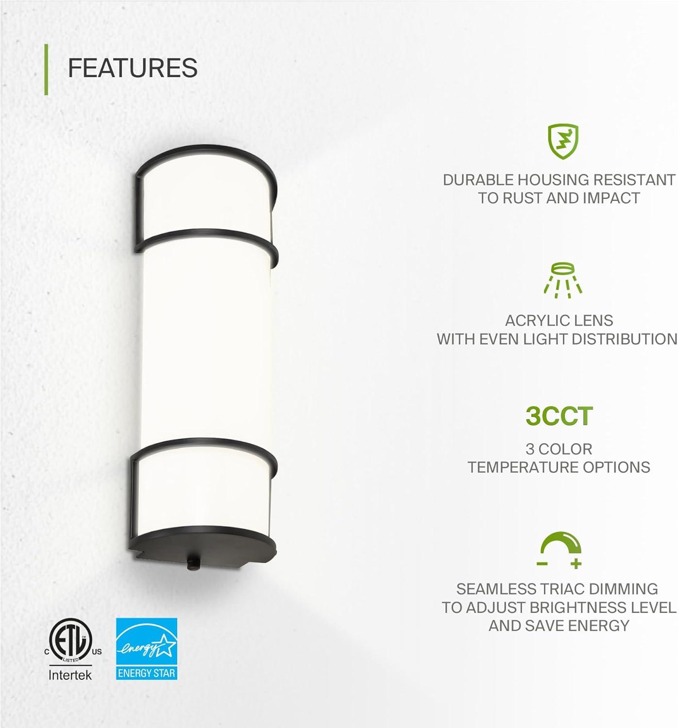 ASD LED 18 Inch Wall Mount Vanity Lighting Fixture | 20W 1650LM 3000K-5000K 120V | 3CCT, Dimmable, Energy Star, ETL Listed | Bathroom Linear Light Bar, Long Tube Bath Sconce | Dark Bronze