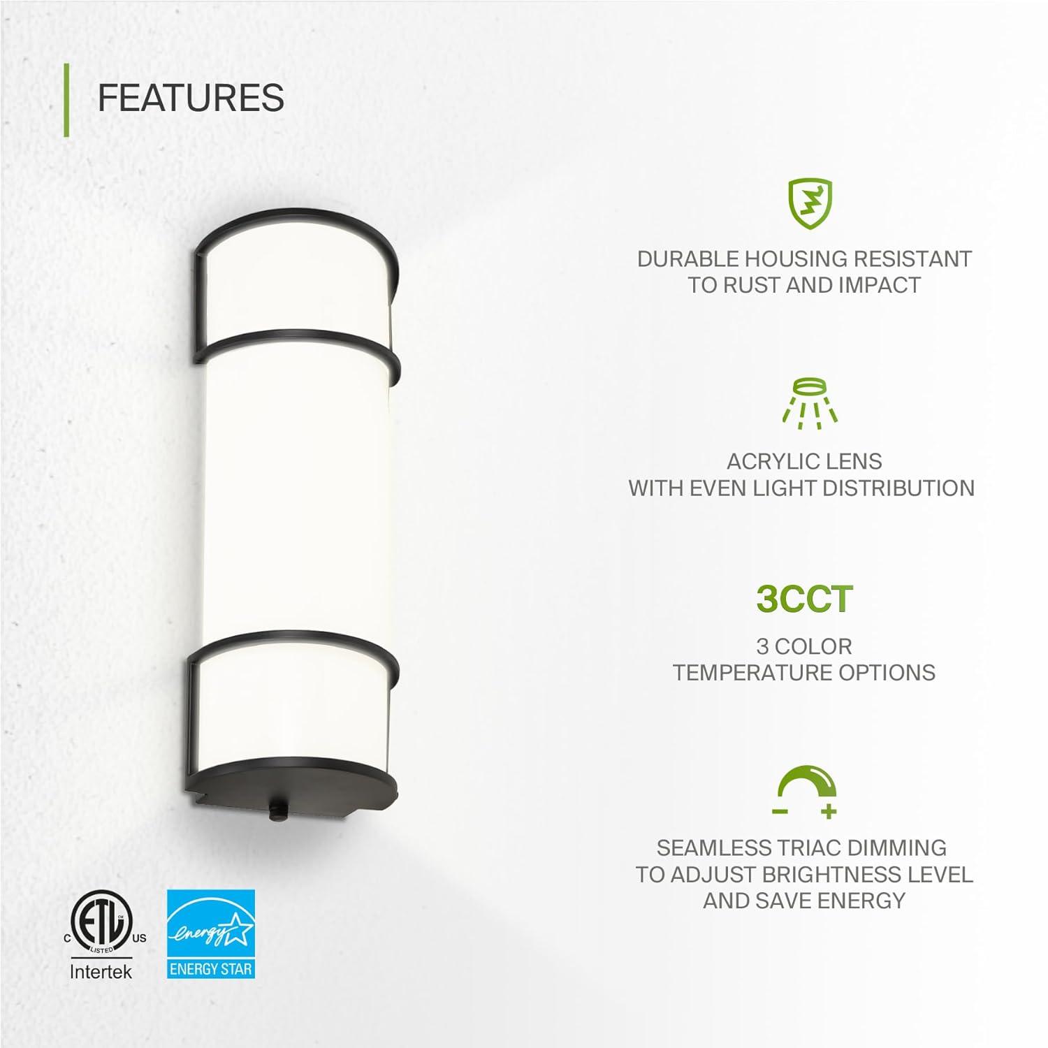 ASD LED 18 Inch Wall Mount Vanity Lighting Fixture | 20W 1650LM 3000K-5000K 120V | 3CCT, Dimmable, Energy Star, ETL Listed | Bathroom Linear Light Bar, Long Tube Bath Sconce | Dark Bronze