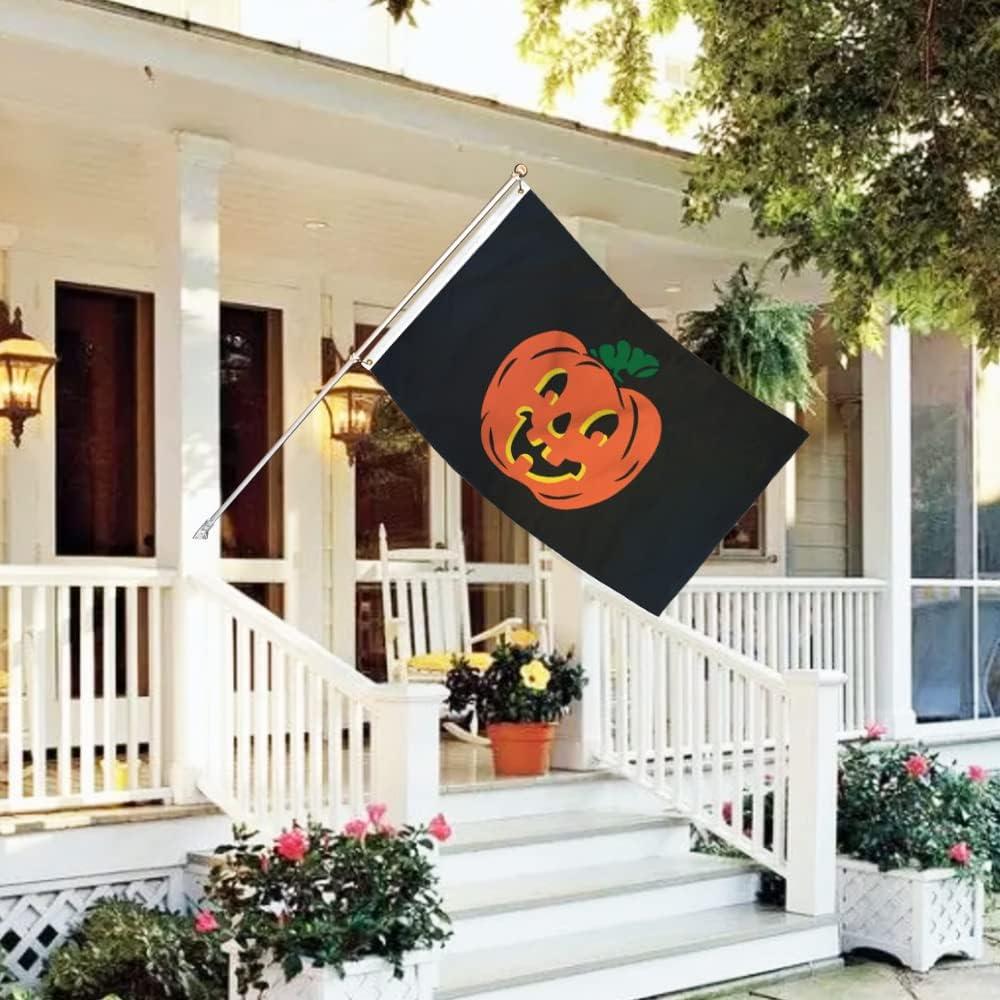 Festive Halloween Pumpkin Polyester Flag with Brass Grommets