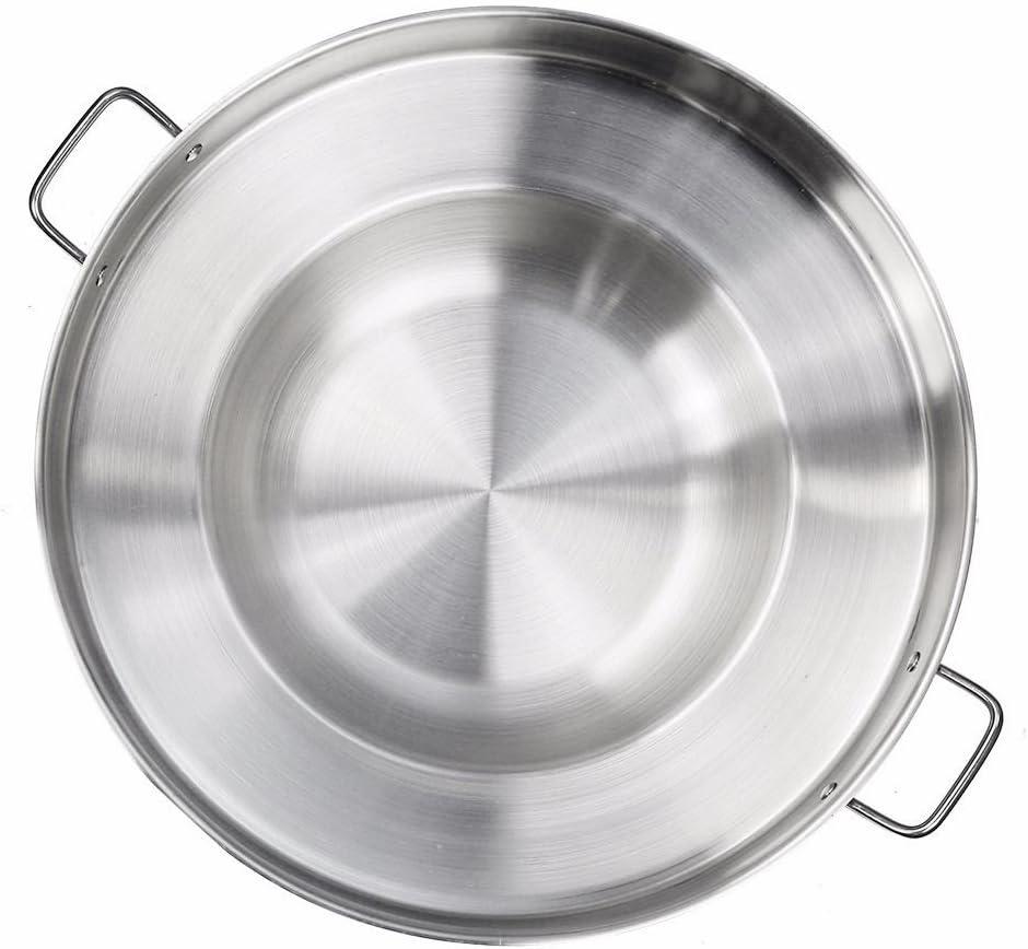 Barton 23" Round Stainless Steel Fry Pan Wok Carnitas Cazo Pot Grande Para Large Wok Comal Fry