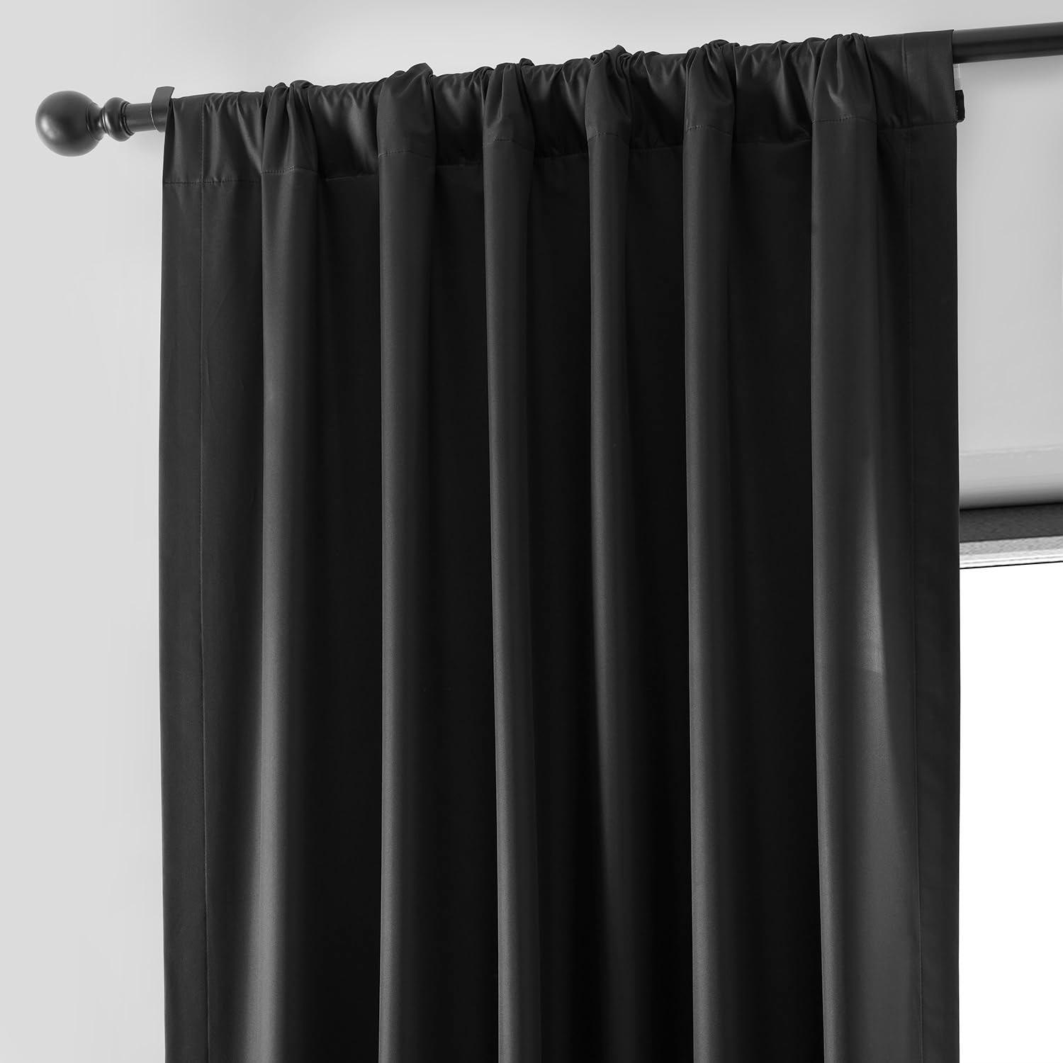 HPD Half Price Drapes Essential Solid Blackout Curtains for Bedroom 84 Inches Long (1 Panel) Thermal Insulated Blackout Curtains for Living Room Rod Pocket Window Curtains, 50W x 84L, Deep Black