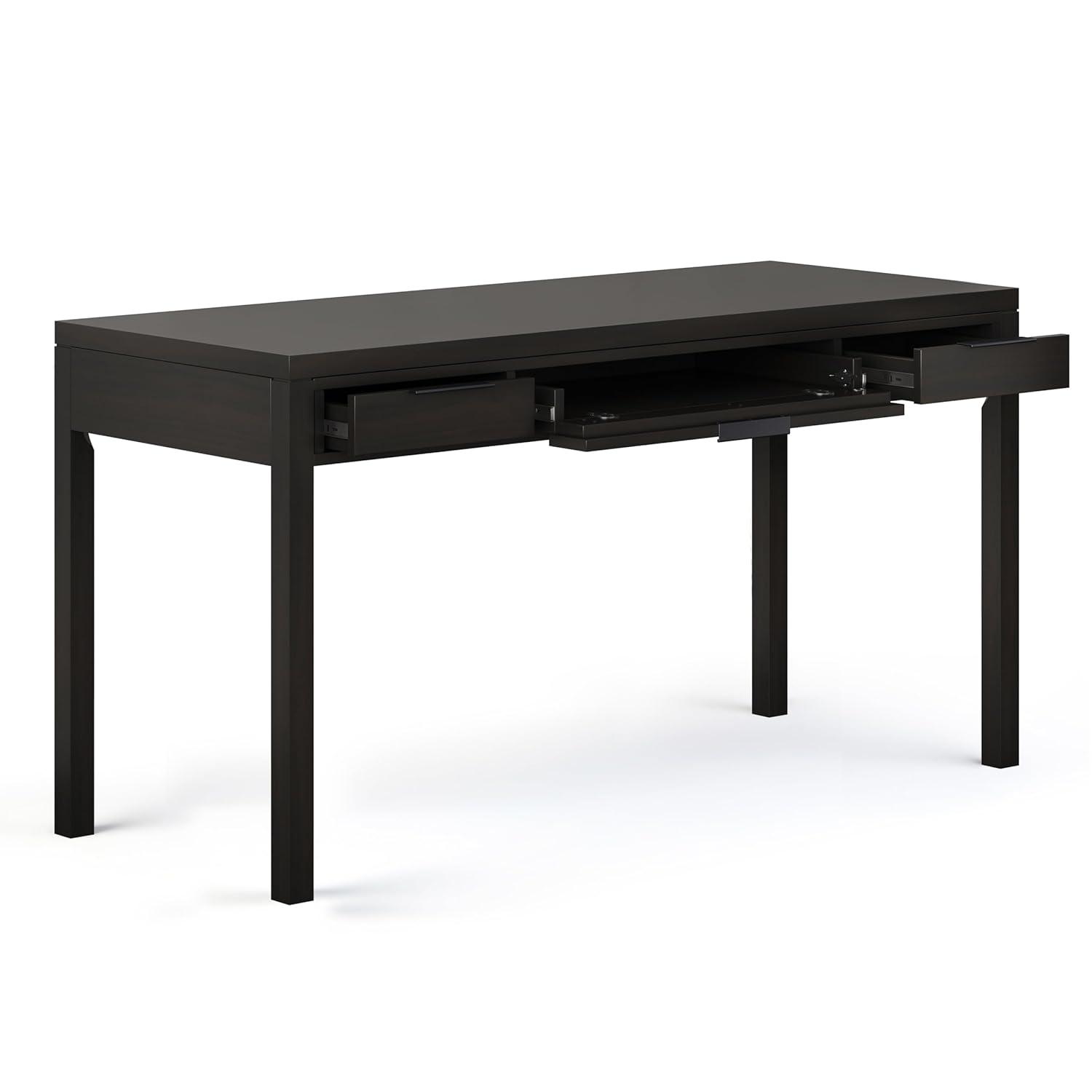 Simpli Home Hollander SOLID WOOD Contemporary 60 inch Wide Desk in Warm Walnut Brown
