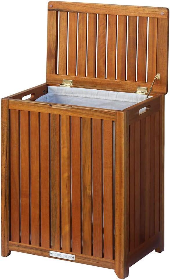 Oceanstar Solid Wood Spa Hamper, Brown Color, Age Group Adult, 20 L x 13.25 W x 24.75 H inches