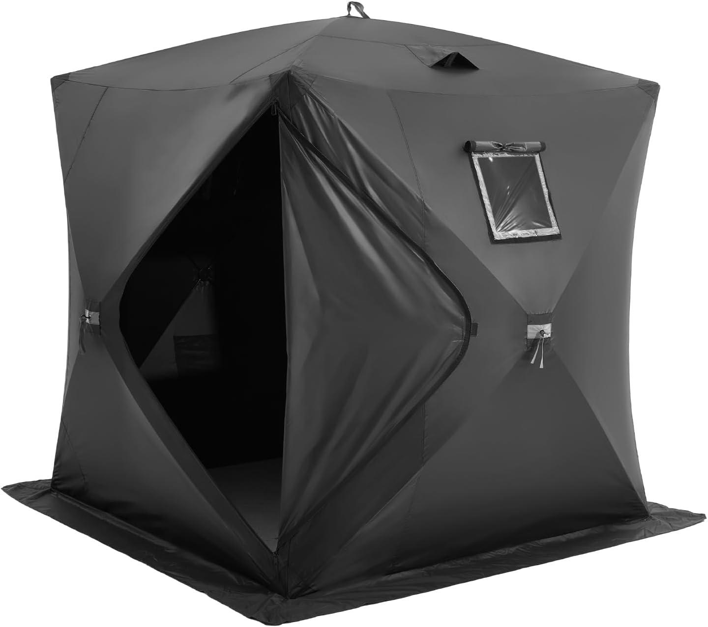 Red Pop-Up 2-Person Insulated Ice Fishing Tent with Carry Bag