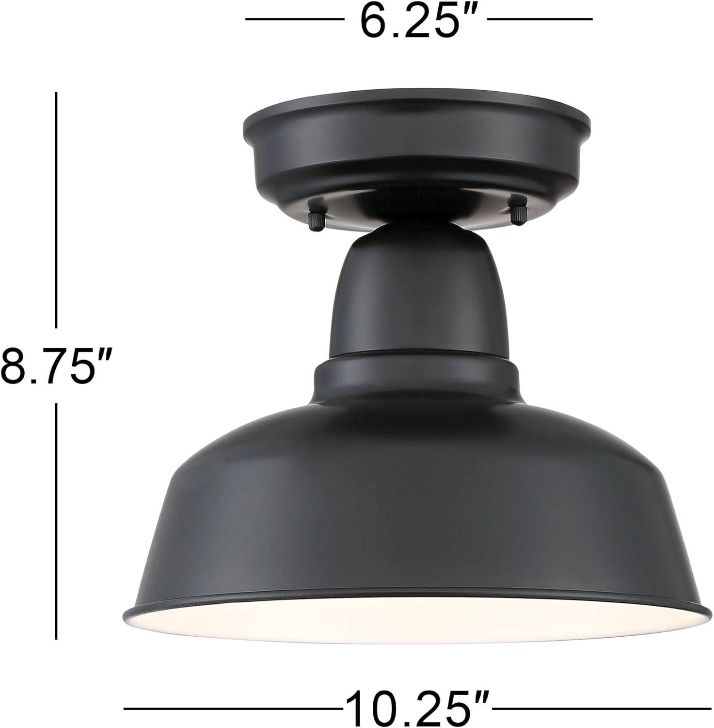 Black Metal Farmhouse Semi-Flush Mount Ceiling Light