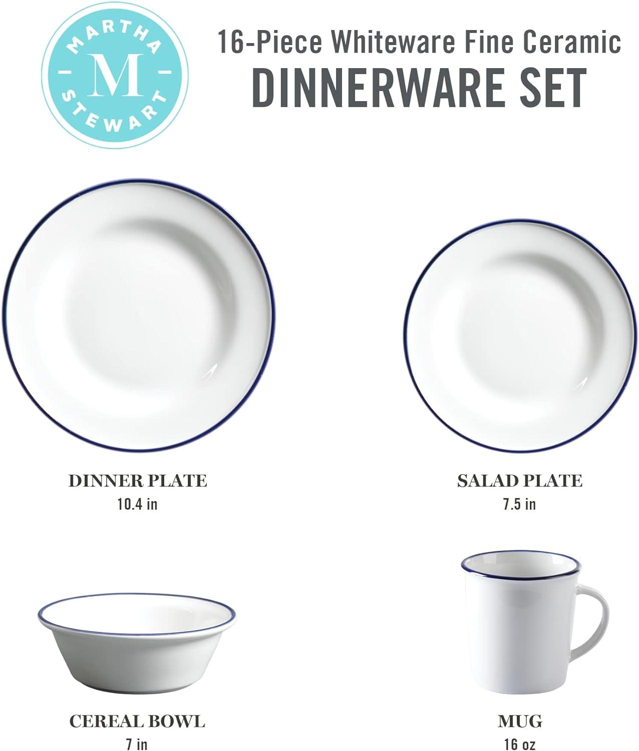 Martha Stewart Cliffield Ceramic Dinnerware Set - Service for 4