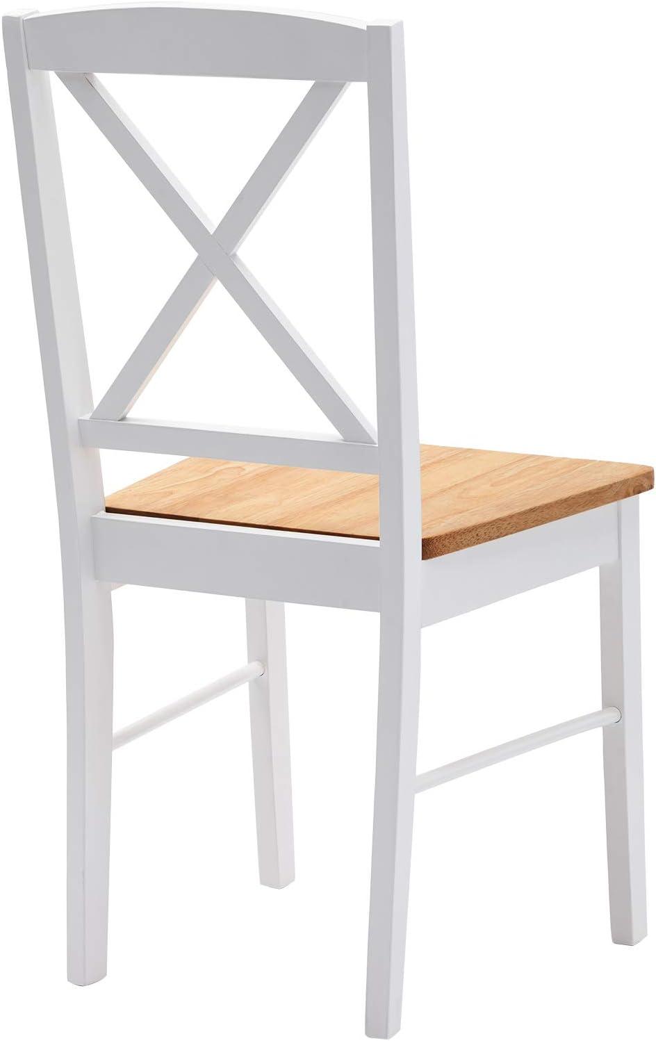 Duhome Set of 2 Dining Chairs with Solid Wood Armless Cross back for Dining Room Kitchen White 2 Pack