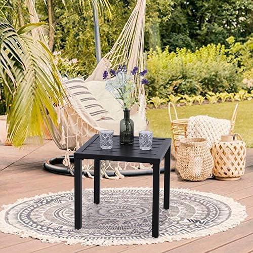 MF Studio Outdoor Metal Square Side Table, Patio Coffee Bistro End Table, Black