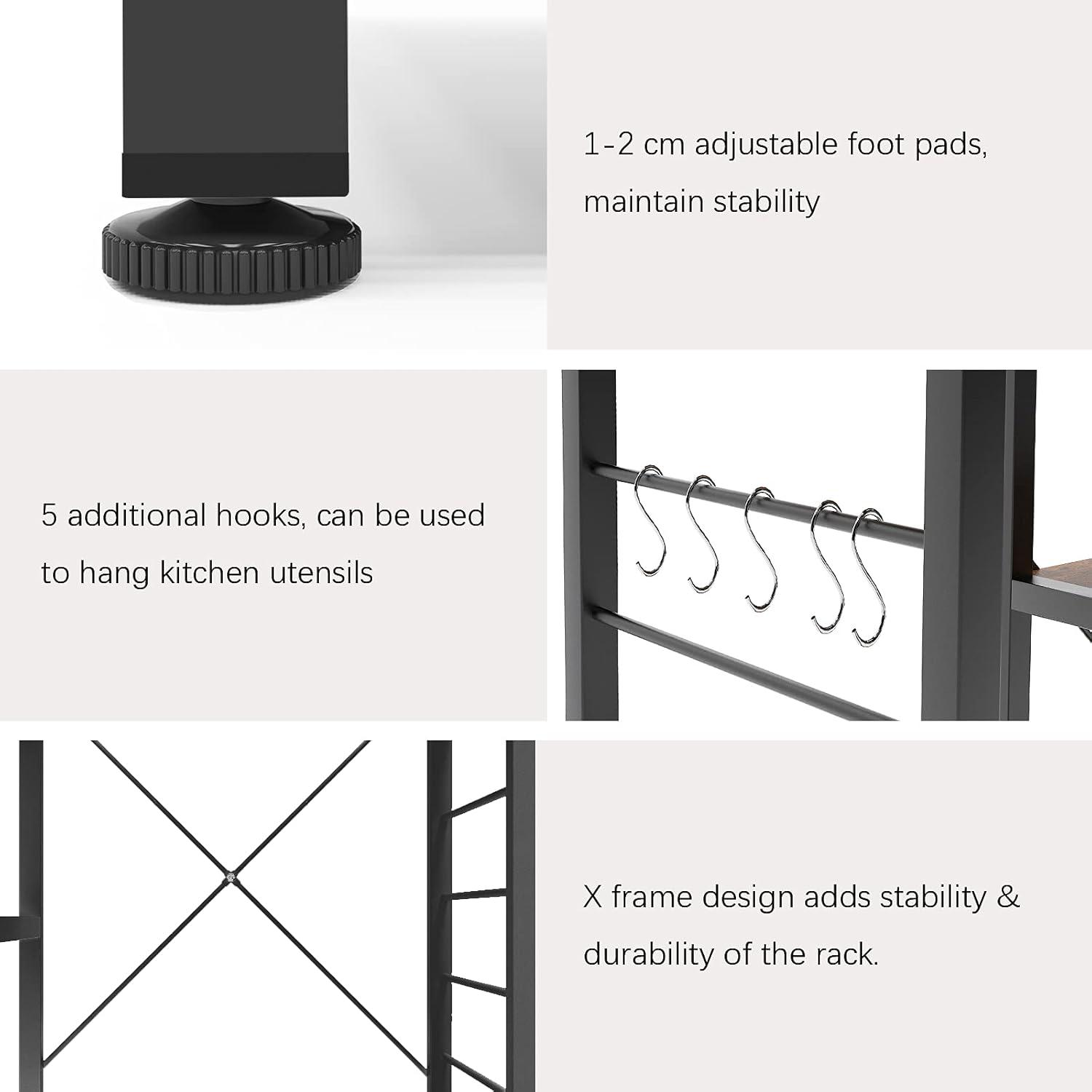 Modern Black and Brown 3-Tier Kitchen Utility Storage Rack