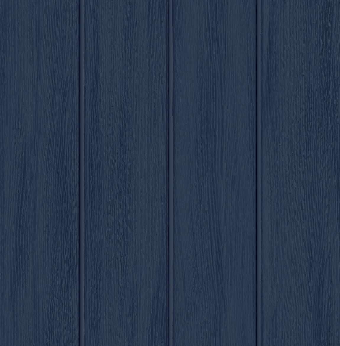 Navy Blue Faux Wood Peel and Stick Wallpaper