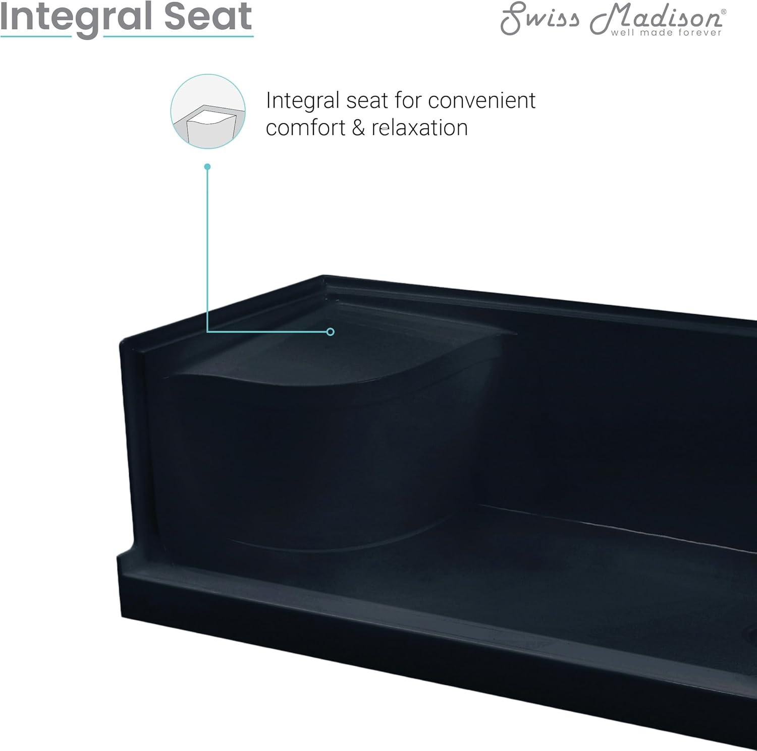Aquatique 60" x 32" Shower Base in Matte Black