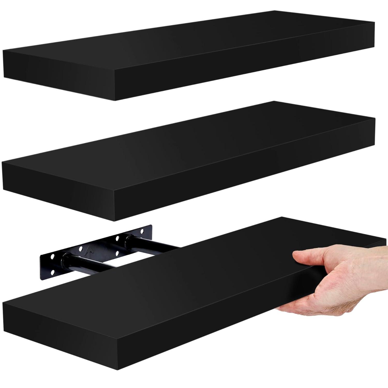 3 Pack 16 Inch Sorbus Rustic Floating Shelves - for Bedroom, Kitchen, Living Room, Office - Floating Shelf for Trophies, Books, Frames, etc