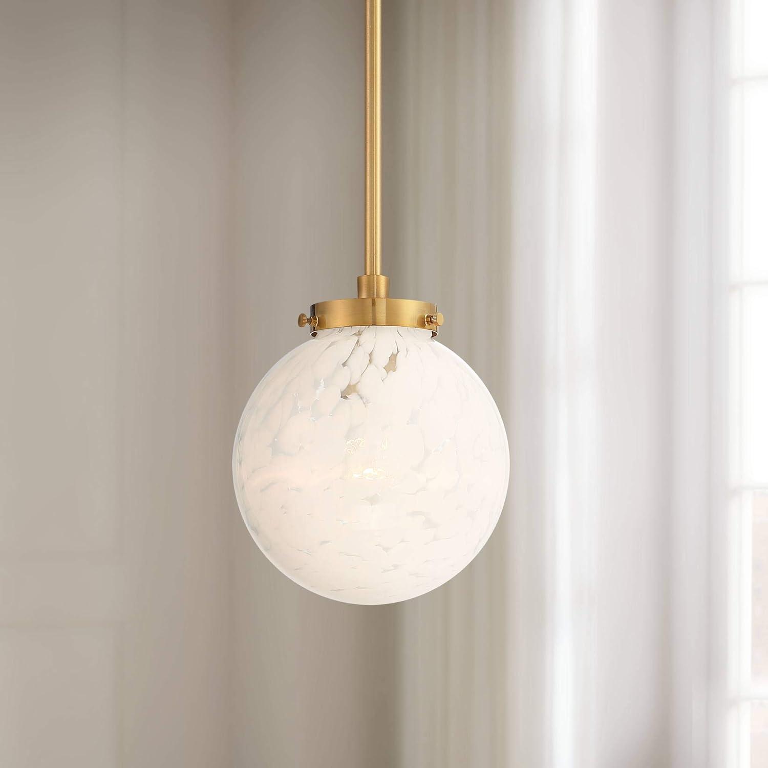 Possini Euro Design Candide Warm Brass Mini Pendant Lighting 7" Wide Mid Century Modern Art Glass Globe Shade for Dining Room House Kitchen Island
