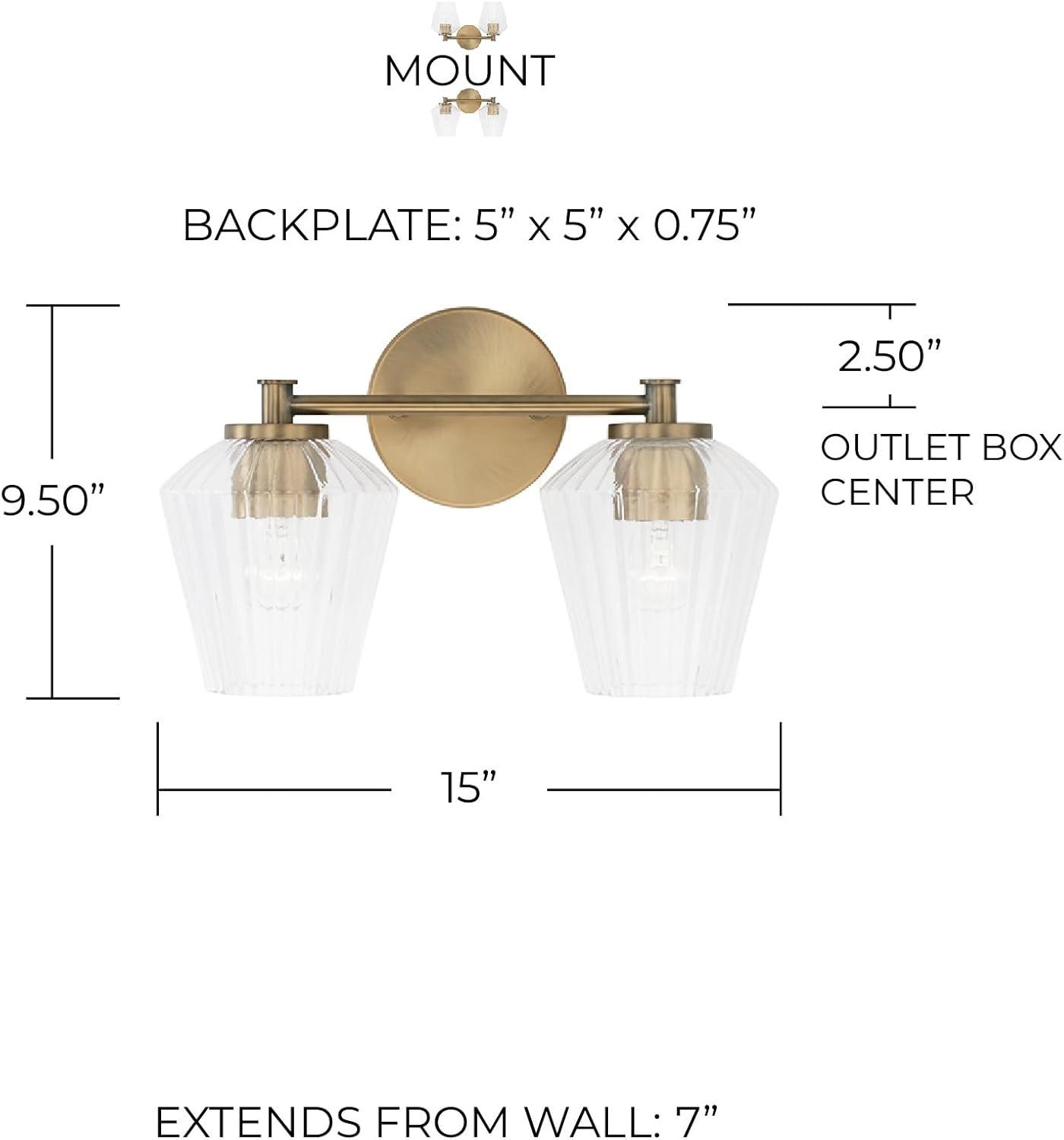 2 Light Bath Vanity-Aged Brass Finish Capital Lighting 141421Ad-507