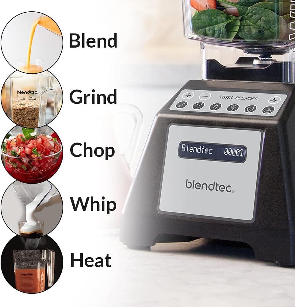 Blendtec Total Classic Original Blender - WildSide+ Jar (90 oz) and Blendtec GO™ Travel Bottle (34 oz) BUNDLE - Professional-Grade Power - 6 Pre-programmed Cycles - 10-speeds - Black