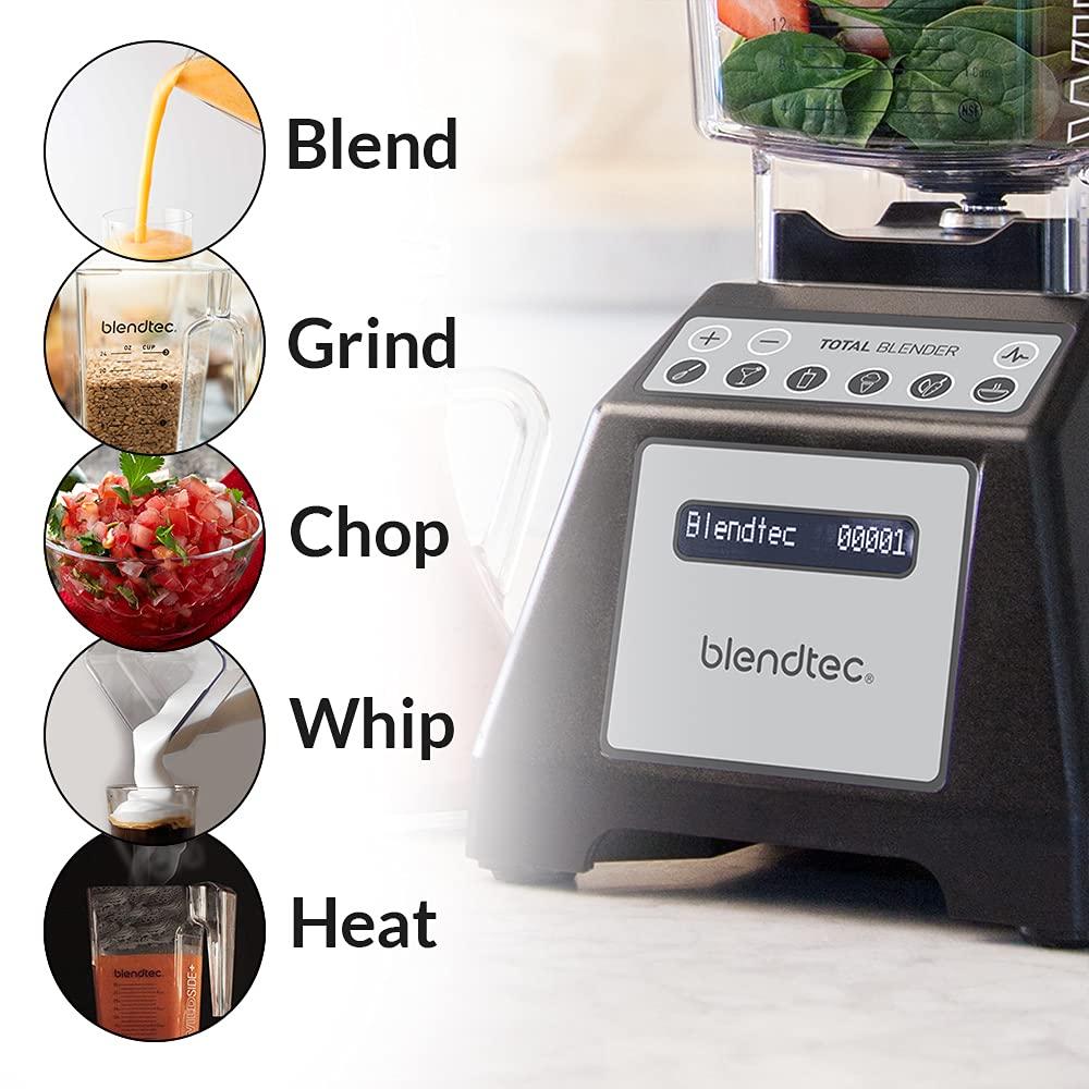 Blendtec Total Classic Original Blender - WildSide+ Jar (90 oz) and Blendtec GO™ Travel Bottle (34 oz) BUNDLE - Professional-Grade Power - 6 Pre-programmed Cycles - 10-speeds - Black