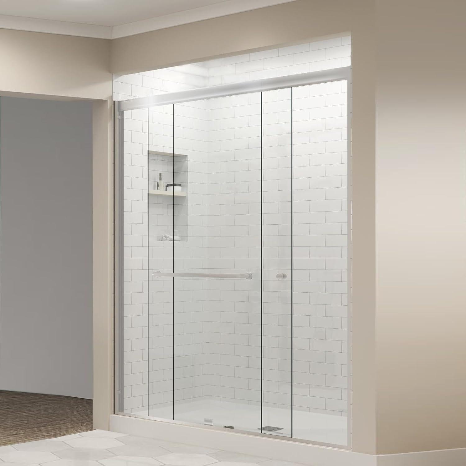 44" - 48" W 70" H Double Sliding Semi-Frameless Shower Door