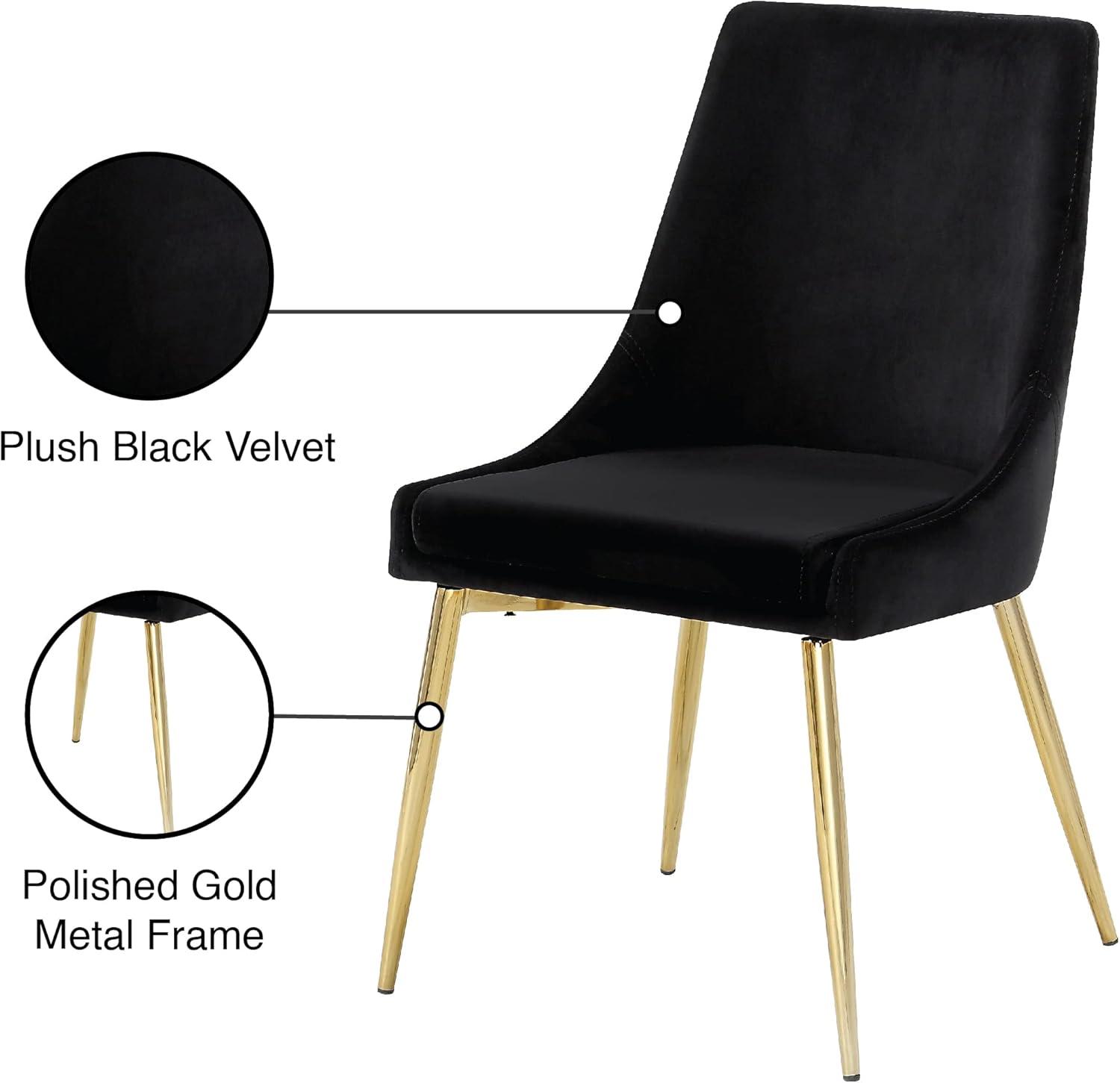 Karina Black Velvet Dining Chair, Set of 2-Color:Black Velvet,Finish:Gold,Style:Contemporary