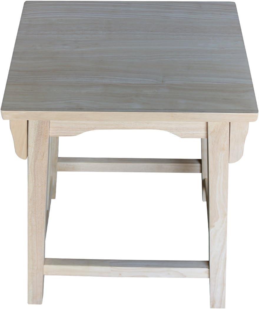 24" Mission Counter Height Barstool Unfinished - International Concepts: Solid Parawood, Rectangle Seat