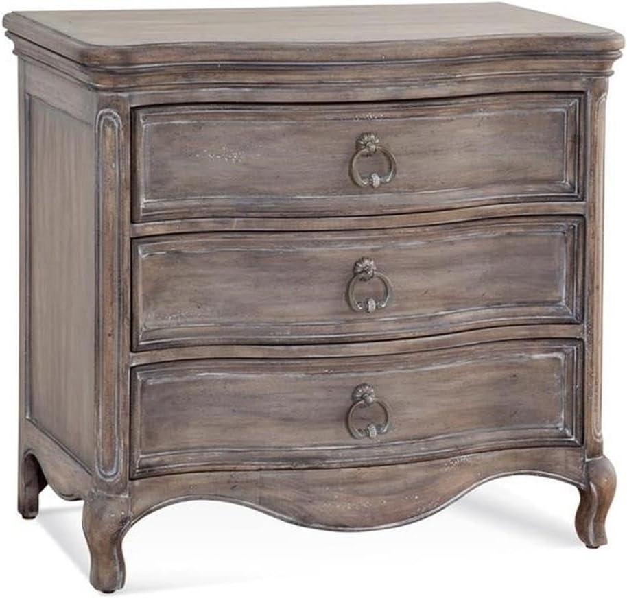 Pemberly Row Contemporary Antique Gray Wood 3-Drawer Nightstand