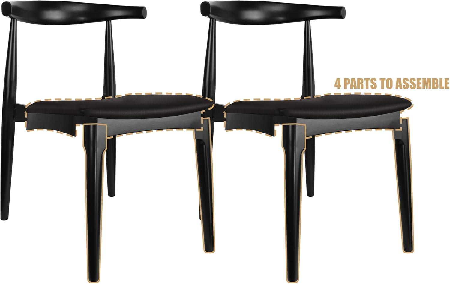 George Oliver Clontz Conde Wooden Farmhouse Dining Chairs – Mid-Century Modern Design with PU Leather Cushion Seat (Set of 2) (Set of 2)