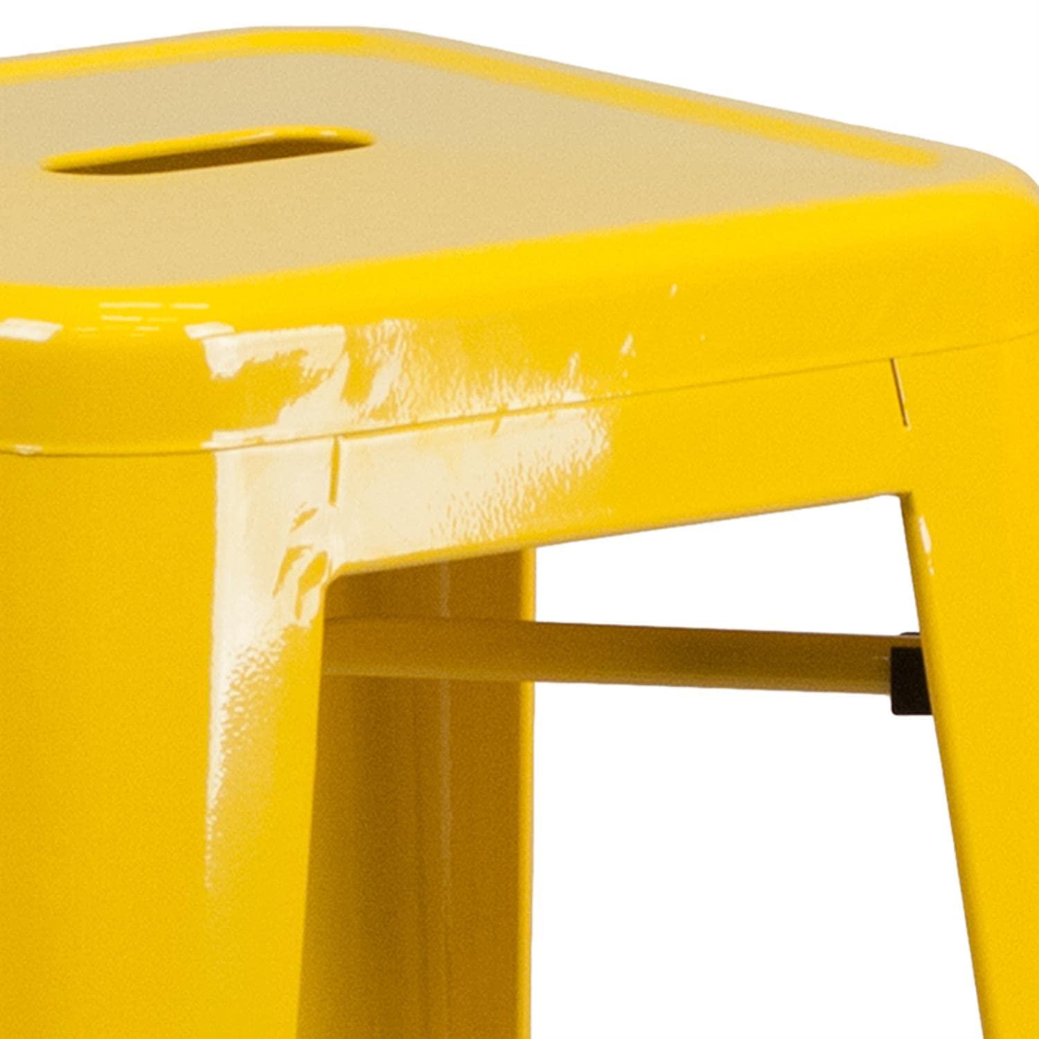Flash Furniture Commercial Grade 30" High Backless Yellow Metal Indoor-Outdoor Barstool with Square Seat
