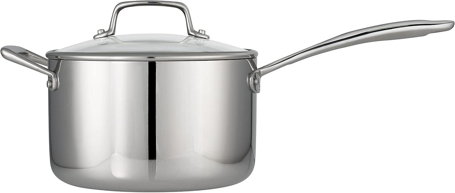 Tri-Ply Clad 4 Qt Covered Stainless Steel Sauce Pan