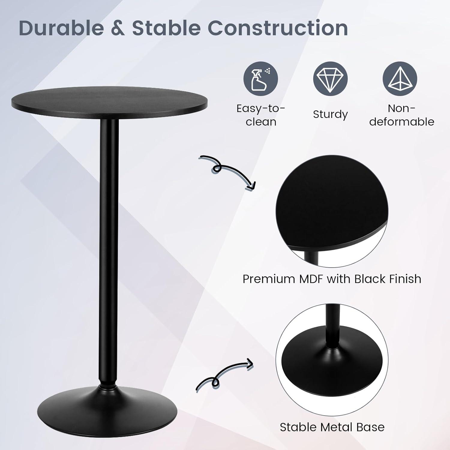 Pub Bar Table 24-Inch Round Top 40-Inch Height Modern Style Standing Circular Cocktail Table Suitable for Living Room,Restaurant Bistro Table (1)