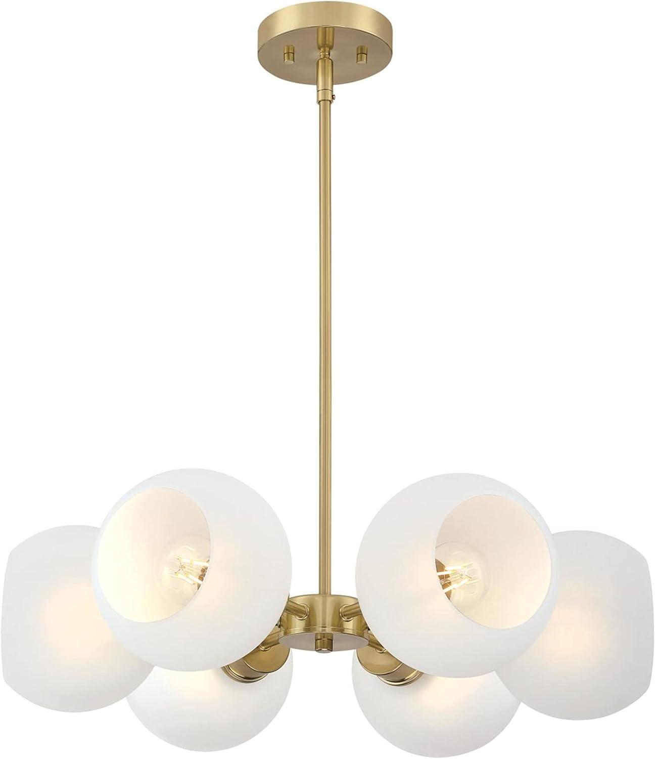 Champagne Brass Sputnik Chandelier with Frosted Glass Globes