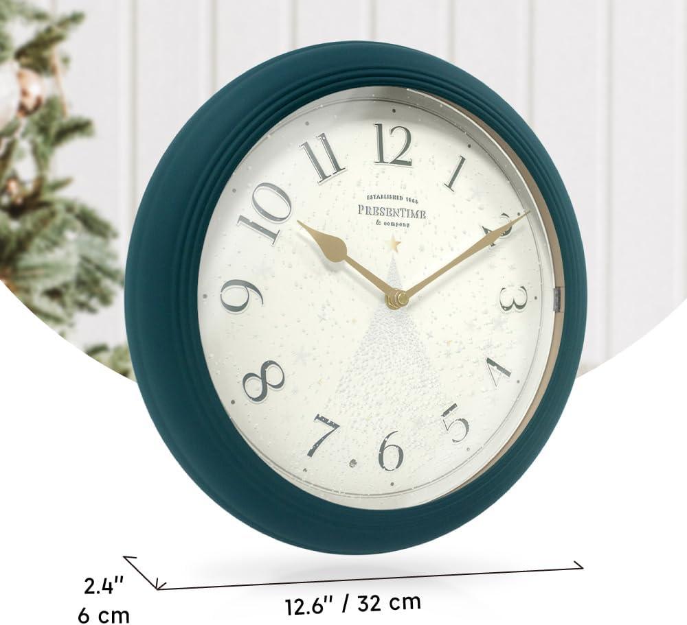 Presentime & Co. 12.6" Illuminated Farmhouse Wall Clock, Silent Battery Operated Night Light Wall Clock with Smart LED Sensor for Living Room, Bathroom, Kitchen, Home Office, Oil Rubbed Bronze Finish