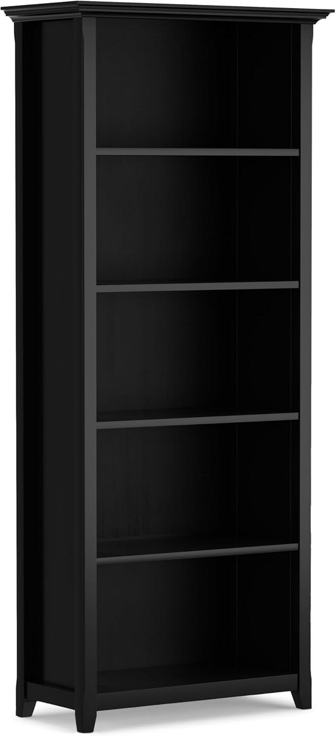 Simpli Home Amherst Solid Wood 70" Tall 5-Shelf Bookcase in Black