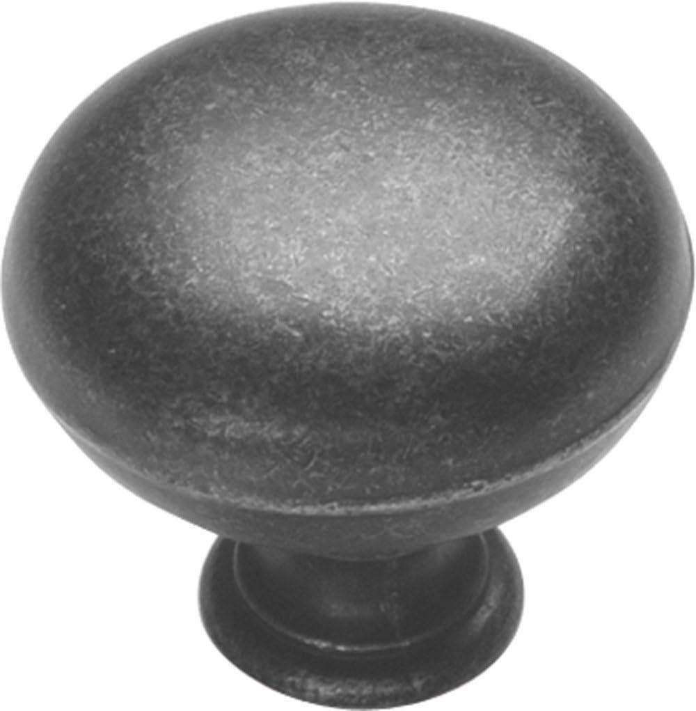 Pewter Matte Round Cabinet Knob with Mounting Hardware