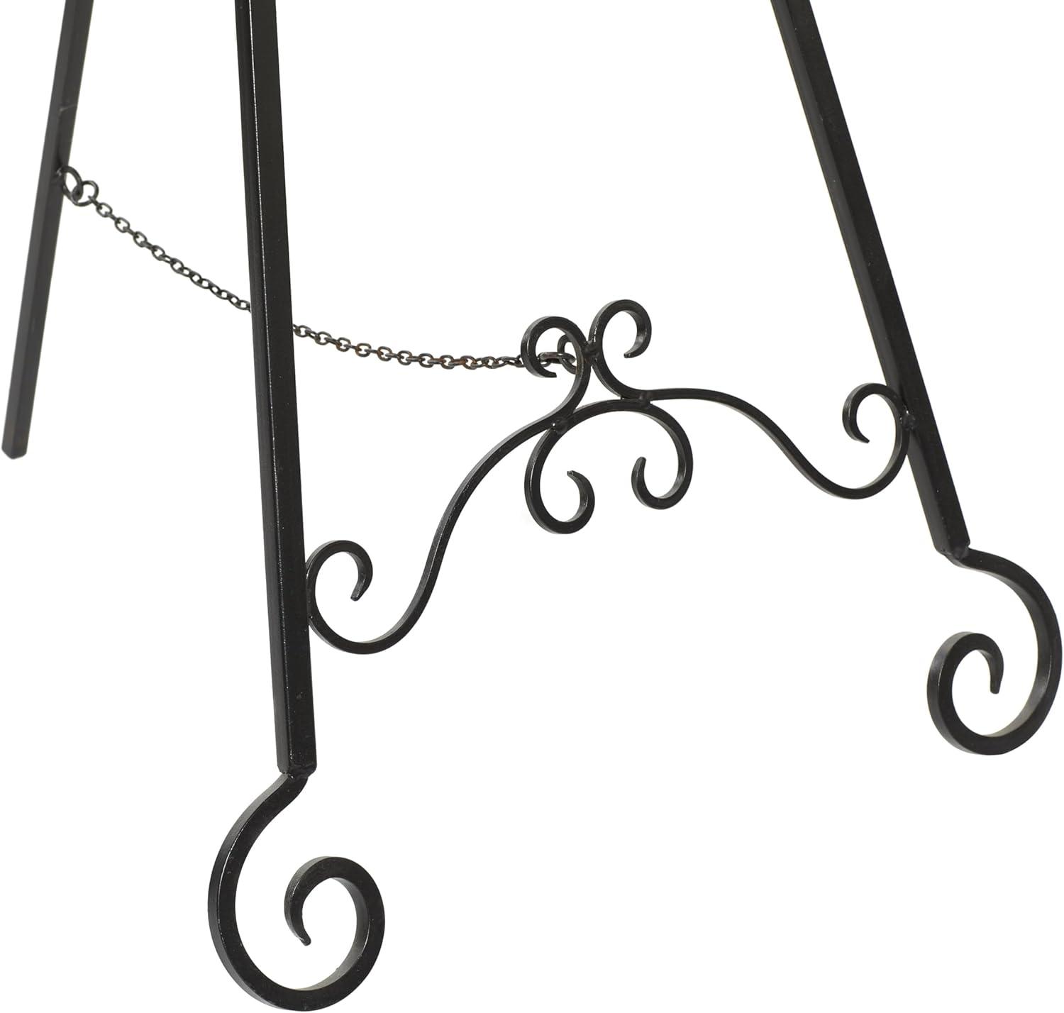 DecMode Black Traditional Curved Metal Scroll Design Easel, 21"W x 46"H