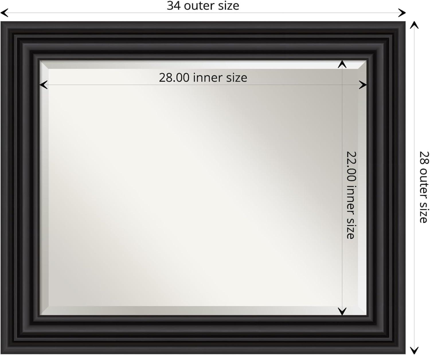 Colonial Black Rectangular Polystyrene Bathroom Vanity Mirror