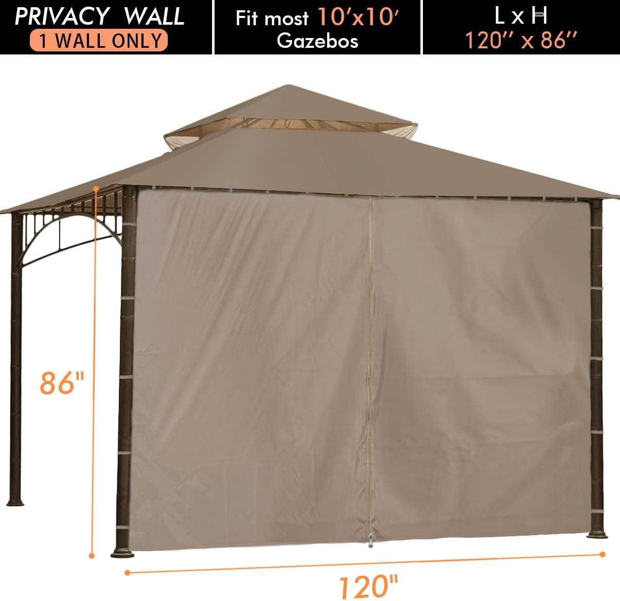 Beige Polyester UV-Blocking Square Gazebo Privacy Wall Panel