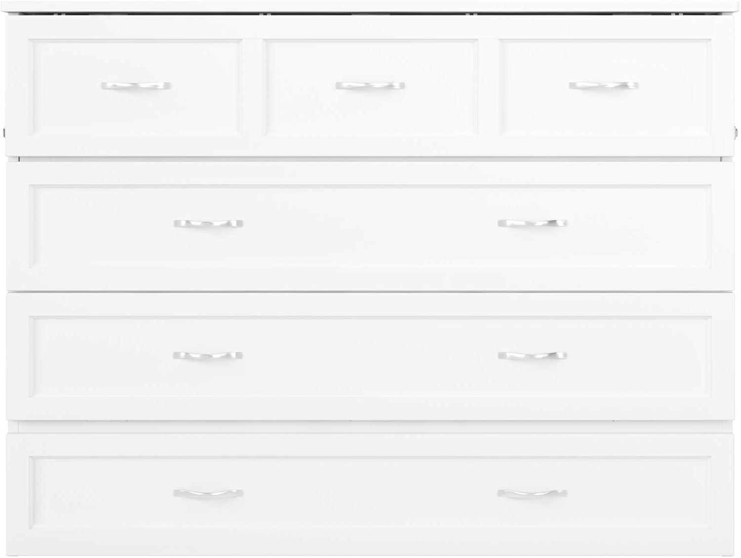 Full Deerfield Murphy Bed Chest USB Turbo Charger White - AFI