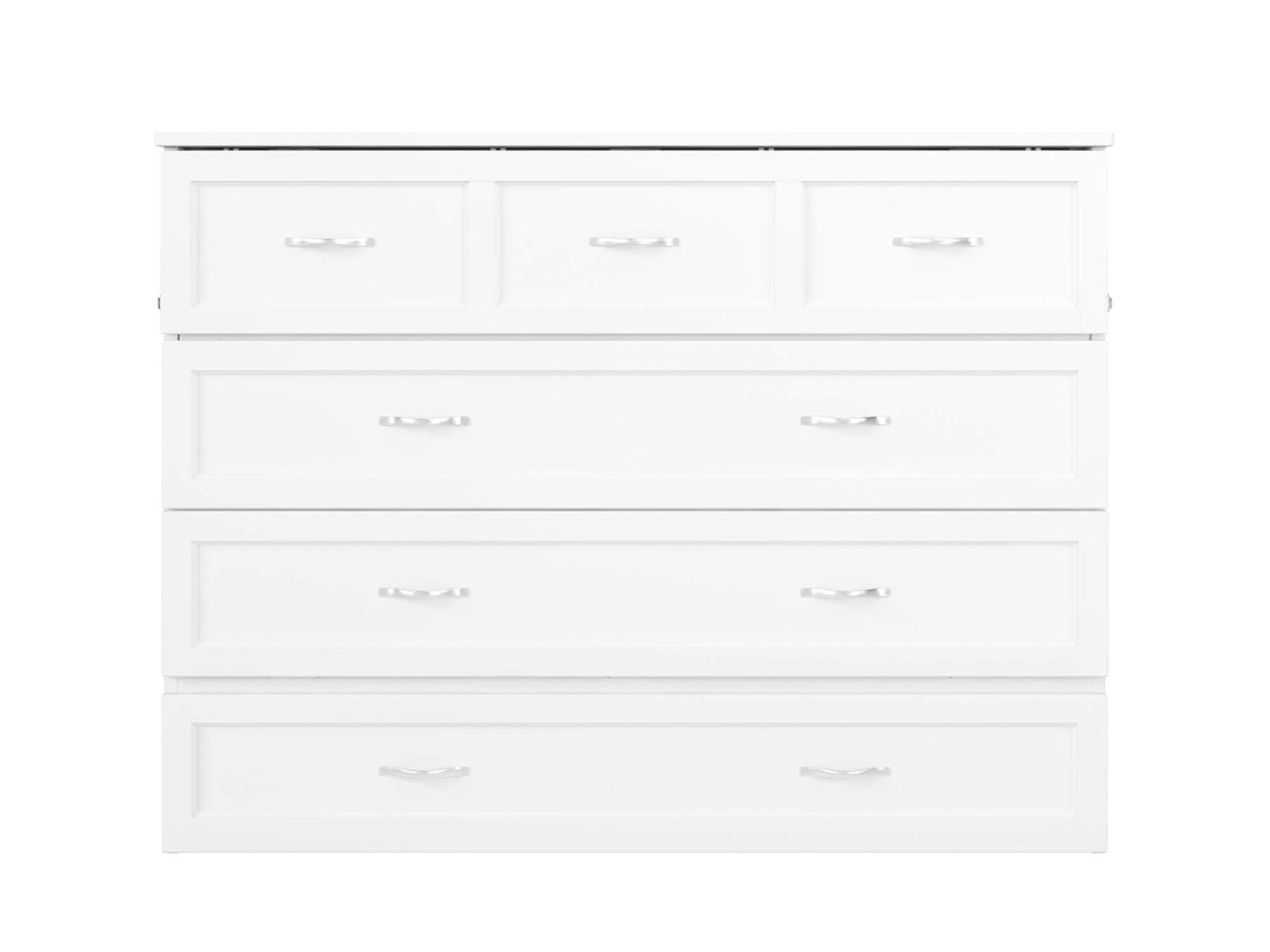 Full Deerfield Murphy Bed Chest USB Turbo Charger White - AFI