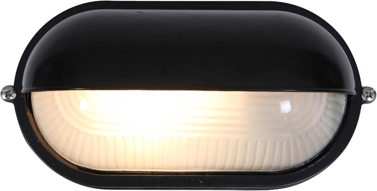 Nauticus Black Frosted Glass Outdoor Wall Light