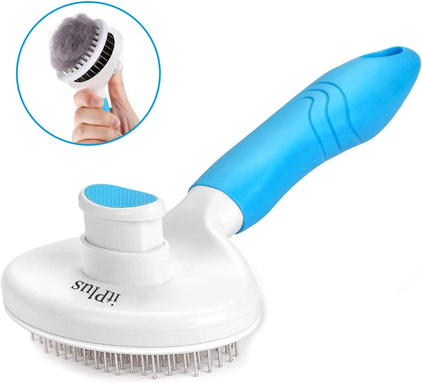 Blue Self-Cleaning Slicker Brush for Dogs and Cats