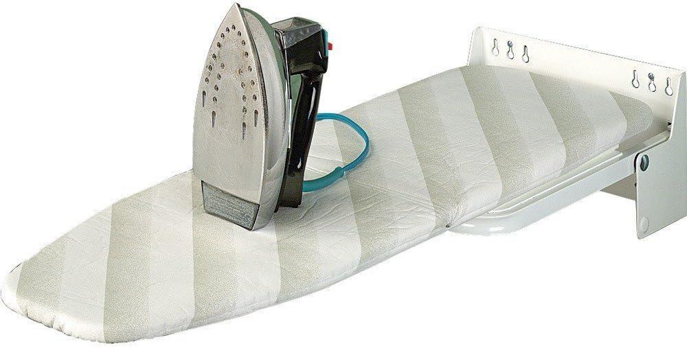 White Wall-Mounted Folding Ironing Board with Cloth Cover